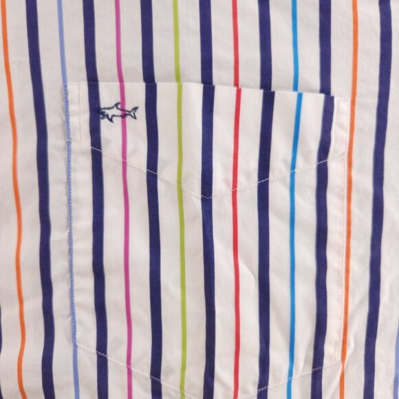 Paul & Shark Button-Down 44 Multicolor Striped Long Sleeve Men Pocket Shirt - Picture 6 of 16